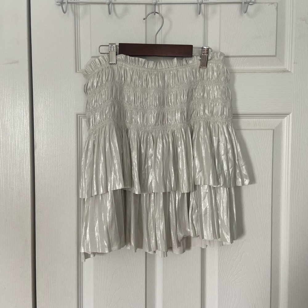 Silver mini skirt